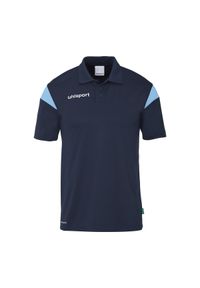 UHLSPORT - Koszulka polo dla dzieci Uhlsport Squad 27. Typ kołnierza: polo. Kolor: niebieski. Wzór: napisy