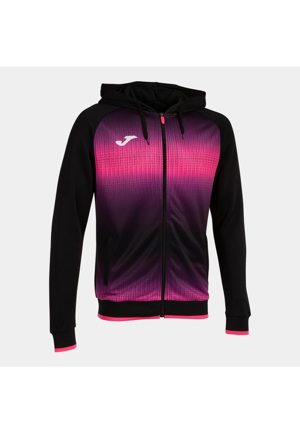 Bluza dresowa z kapturem Joma Tiger V. Typ kołnierza: kaptur. Kolor: wielokolorowy, czarny, różowy. Materiał: dresówka. Sport: piłka nożna, fitness