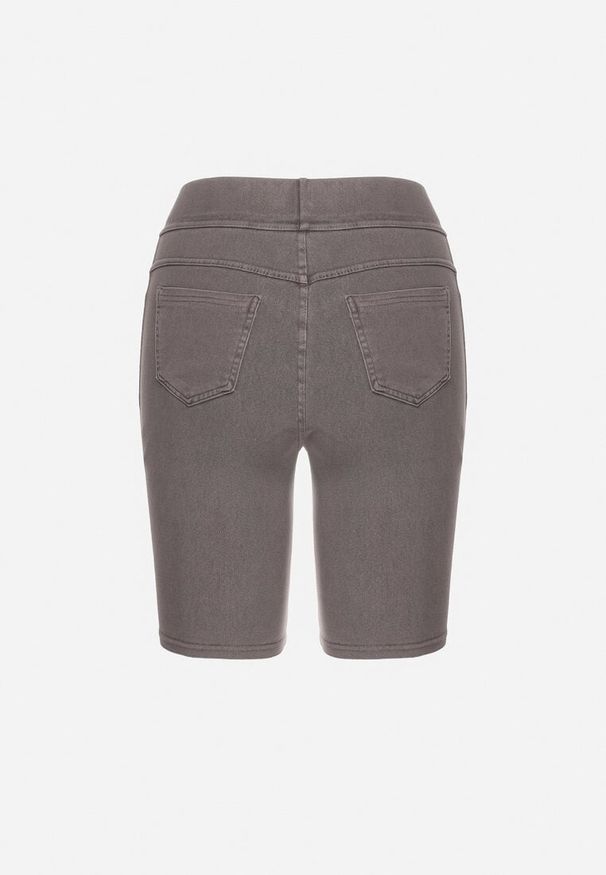 Born2be - Ciemnobeżowe Szorty Jeansowe z Gumką w Pasie i Wysokim Stanem Kivolia. Stan: podwyższony. Kolor: beżowy. Materiał: jeans. Sezon: lato