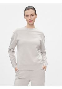 Calvin Klein Bluza Metallic Micro Logo Sweatshirt K20K206961 Beżowy Regular Fit. Kolor: beżowy. Materiał: syntetyk, bawełna