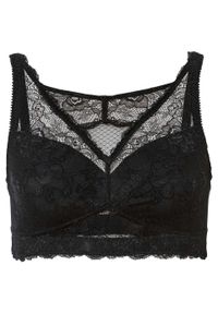 Biustonosz bralette bez fiszbinów bonprix czarny. Kolor: czarny. Materiał: koronka. Wzór: koronka #1