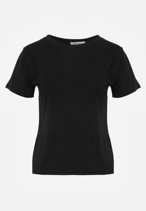 Renee - Czarny Casualowy Bawełniany T-shirt Rivali. Okazja: na co dzień. Kolor: czarny. Materiał: bawełna. Styl: casual