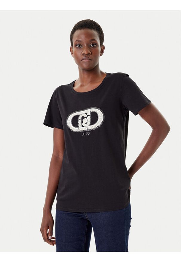 Liu Jo Sport T-Shirt TF5280 JS923 Czarny Regular Fit. Kolor: czarny. Materiał: bawełna. Styl: sportowy