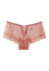 Intica - Szorty koronkowe z falbanką wszechstronne i eleganckie Sidonie. Kolor: różowy. Materiał: koronka. Wzór: koronka #1