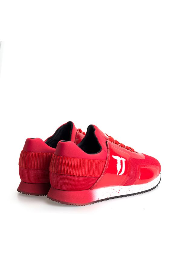Trussardi Jeans Sneakersy | 77A00154 | Mężczyzna | Czerwony. Nosek buta: okrągły. Zapięcie: bez zapięcia. Kolor: czerwony. Materiał: skóra ekologiczna, tkanina. Wzór: aplikacja, nadruk