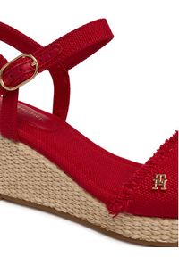 TOMMY HILFIGER - Tommy Hilfiger Sandały Mid Woven Wedge Espad Fringe FW0FW09470 Czerwony. Kolor: czerwony. Materiał: materiał #5