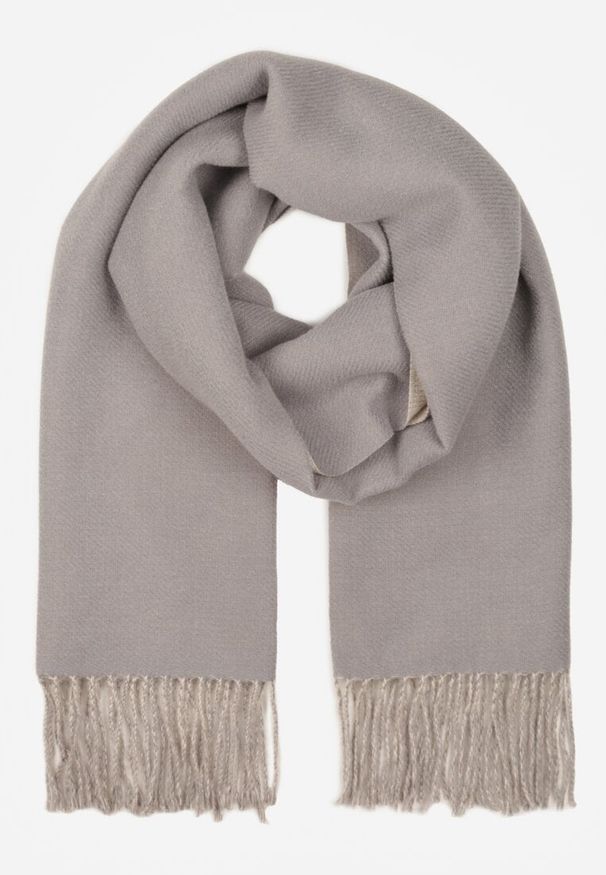 Born2be - Ciemnoszary Klasyczny Szalik z Bawełny i Wiskozy z Frędzlami Vetilisa. Kolor: szary. Materiał: wiskoza, bawełna. Styl: klasyczny