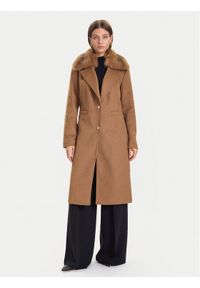 Guess Płaszcz wełniany W5BL19 W2642 Brązowy Regular Fit. Kolor: brązowy. Materiał: syntetyk #1