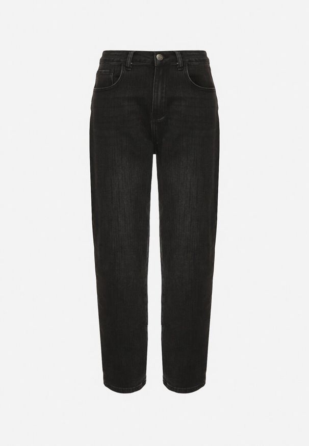 Born2be - Czarne Jeansy Mom Fit z Wysokim Stanem z Domieszką Wiskozy Aclonna. Okazja: na co dzień. Stan: podwyższony. Kolor: czarny. Styl: casual, elegancki