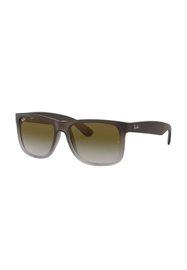 Ray-Ban - Okulary JUSTIN. Kształt: prostokątne. Kolor: brązowy