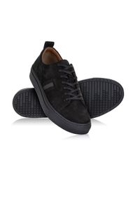 Ochnik - Czarne skórzane sneakersy męskie. Okazja: na co dzień. Zapięcie: sznurówki. Kolor: czarny. Materiał: skóra #3