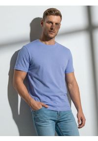 Sinsay - Bawełniana koszulka basic - niebieski. Kolor: niebieski. Materiał: bawełna