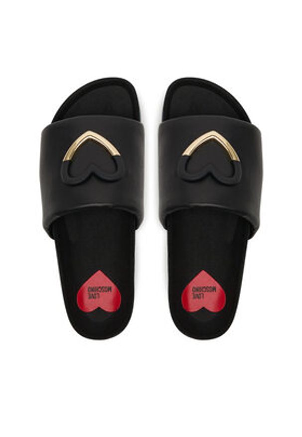Love Moschino - LOVE MOSCHINO Klapki JA28283G1MIE0000 Czarny. Kolor: czarny. Materiał: skóra