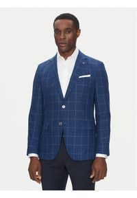 BOSS Marynarka H-Hutson-233 50540502 Niebieski Slim Fit. Kolor: niebieski. Materiał: len, wiskoza #1
