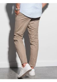 Ombre Clothing - Spodnie męskie chino P894 - beżowe - XL. Kolor: beżowy. Materiał: bawełna, elastan #3