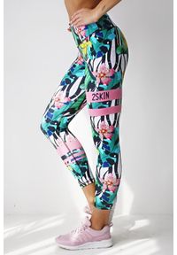 2SkIN - Legginsy sportowe damskie 2skin Moonflower. Kolor: wielokolorowy. Materiał: elastan, poliester. Wzór: kolorowy. Sport: bieganie