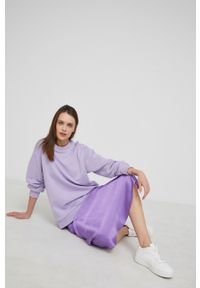 Answear Lab bluza bawełniana damska kolor fioletowy gładka. Kolor: fioletowy. Materiał: bawełna. Długość rękawa: długi rękaw. Długość: długie. Wzór: gładki. Styl: wakacyjny