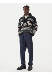 Polo Ralph Lauren Sweter 710982255001 Czarny Regular Fit. Typ kołnierza: polo. Kolor: czarny. Materiał: wełna