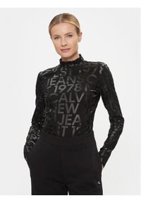 Calvin Klein Jeans Bluzka Logo Aop Long Sleeve Top J20J222988 Czarny Slim Fit. Kolor: czarny. Materiał: bawełna. Długość rękawa: długi rękaw #1