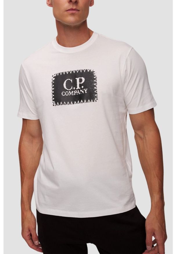 C.P. Company - C.P. COMPANY Biały męski t-shirt. Kolor: biały