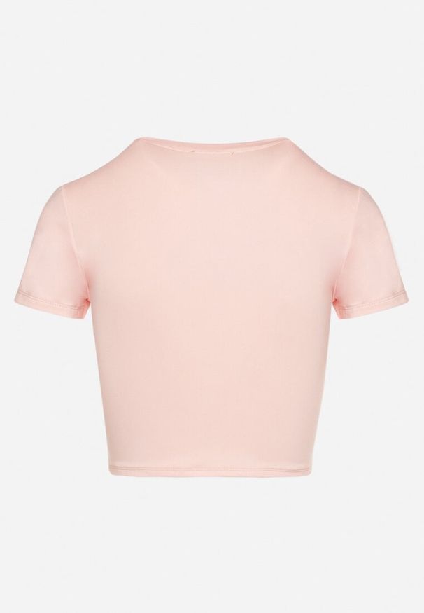 Born2be - Różowy T-shirt z Wiskozą o Dopasowanym Kroju Typu Crop Top Folirra. Okazja: na co dzień. Kolor: różowy. Materiał: wiskoza. Styl: klasyczny, casual