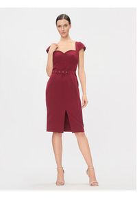 Rinascimento Sukienka koktajlowa CFC0116209003 Bordowy Slim Fit. Kolor: czerwony. Materiał: syntetyk. Styl: wizytowy #3