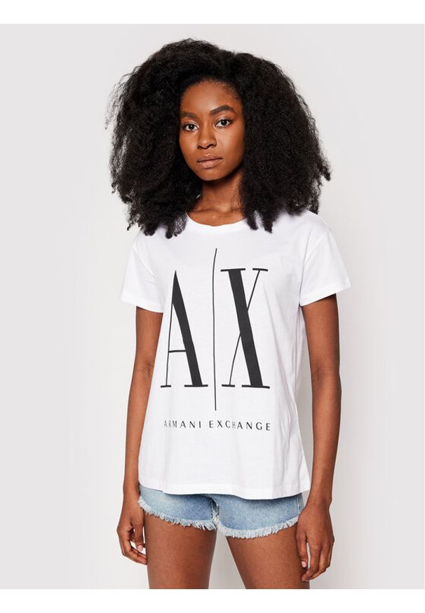 Armani Exchange T-Shirt 8NYTCX YJG3Z 5100 Biały Regular Fit. Kolor: biały. Materiał: bawełna