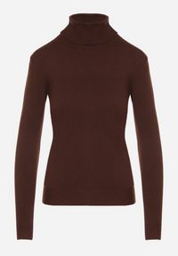 Born2be - Brązowy Golf z Bawełną o Prostym Kroju Mevoresa. Okazja: na co dzień. Typ kołnierza: golf. Kolor: brązowy. Materiał: bawełna. Styl: klasyczny, casual, elegancki #3