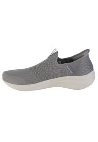 skechers - Buty sportowe Sneakersy męskie, Slip-Ins Ultra Flex 3.0 Smooth Step. Zapięcie: bez zapięcia. Kolor: szary. Materiał: materiał. Szerokość cholewki: normalna. Sport: turystyka piesza