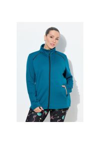 ULLA POPKEN - Damskie Bluza funkcyjna podszewka ze sztucznego futra stójka długi rękaw. Typ kołnierza: kołnierzyk stójkowy. Kolekcja: plus size. Kolor: wielokolorowy, niebieski, zielony. Materiał: poliamid, poliester, materiał, elastan. Długość rękawa: długi rękaw. Długość: długie #1