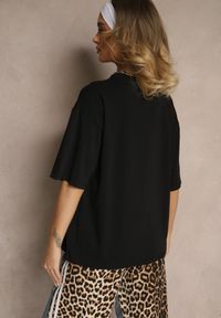 Renee - Czarny T-shirt z Bawełny Ozdobiony Sercem Ranira. Okazja: na co dzień. Kolor: czarny. Materiał: bawełna. Wzór: aplikacja. Styl: casual #4