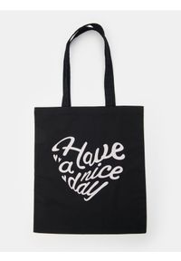 Sinsay - Torebka shopper z napisem - czarny. Kolor: czarny. Wzór: napisy