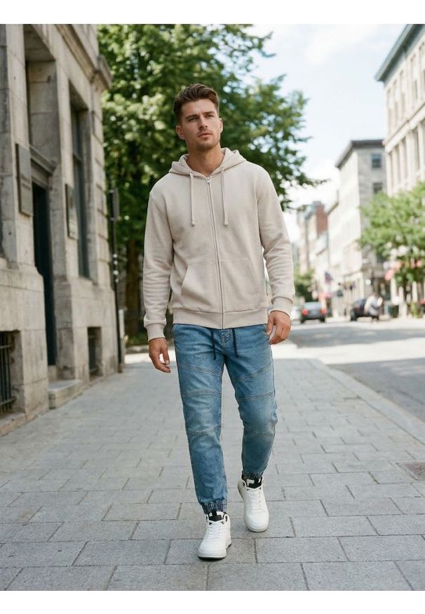 Sinsay - Rozpinana bluza z kapturem - kremowy. Typ kołnierza: kaptur. Kolor: kremowy