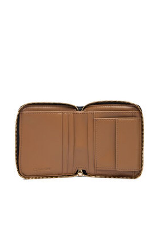 Calvin Klein Portfel Foil Logo Medium Zip Around LV04F1120G Czarny. Kolor: czarny. Materiał: skóra