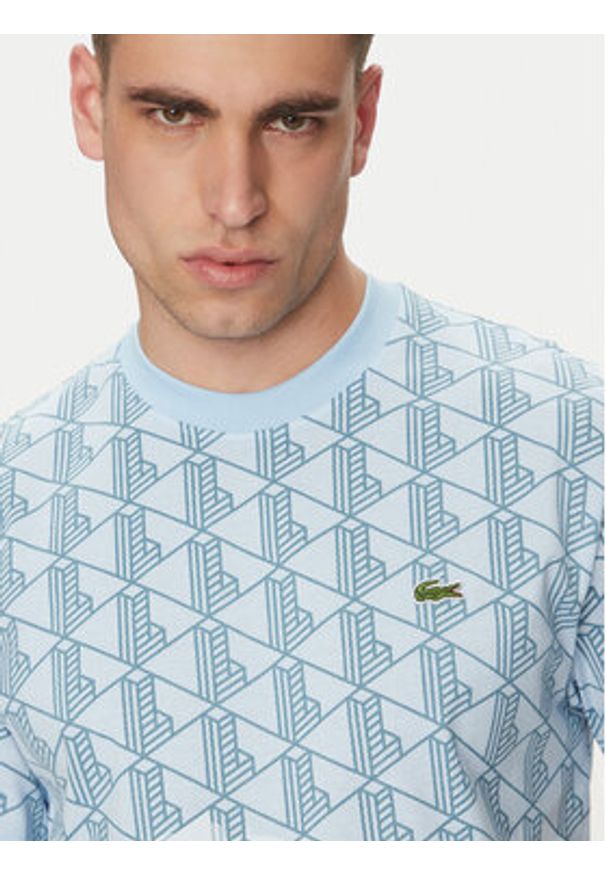 Lacoste T-Shirt TH2831 Błękitny Regular Fit. Kolor: niebieski. Materiał: bawełna