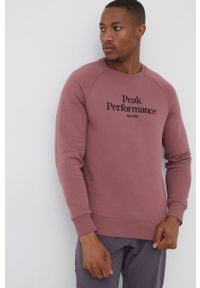 Peak Performance bluza męska kolor różowy z nadrukiem. Kolor: różowy. Długość rękawa: raglanowy rękaw. Wzór: nadruk #4