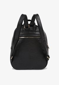 Born2be - Czarny Plecak Zdobiony Metaliczną Aplikacją i Asymetrycznym Suwakiem Milasea. Kolor: czarny. Materiał: jeans. Wzór: aplikacja. Styl: elegancki, casual
