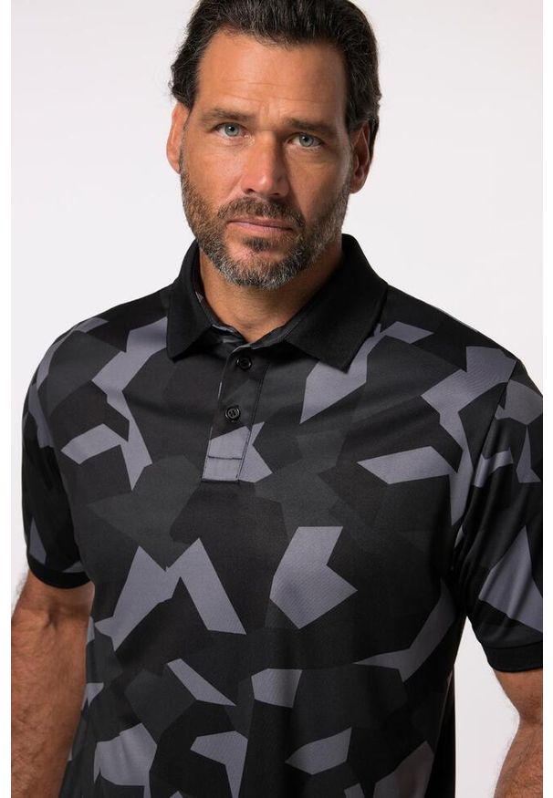 JAY-PI - Męska Koszulka polo golf rękaw 1/2 QuickDry moro do rozm. 7XL. Typ kołnierza: polo, golf. Kolekcja: plus size. Kolor: czarny. Materiał: poliester, materiał. Wzór: moro. Styl: sportowy