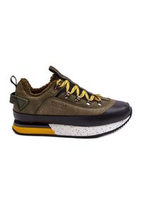 Big-Star - Męskie Buty Sportowe Ocieplane Khaki Big Star MM174109 zielone. Zapięcie: sznurówki. Kolor: zielony. Materiał: skóra. Obcas: na platformie #1