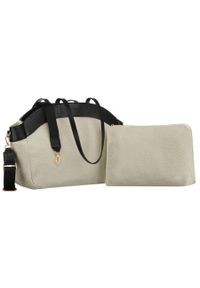 Miejska torba damska wykonana ze skóry naturalnej i włókna poliamidowego w beżowo-czarnym kolorze Peterson PTN CAN-01. Kolor: beżowy, czarny, wielokolorowy. Materiał: skórzane #1