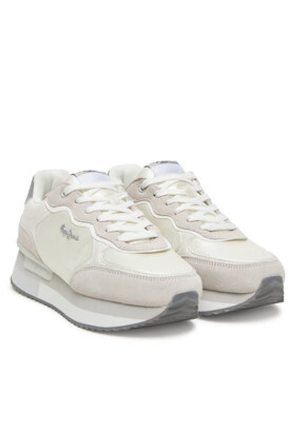 Pepe Jeans Sneakersy Rusper Shine PLS60033 Biały. Kolor: biały. Materiał: skóra, zamsz