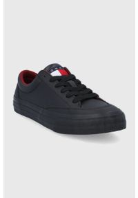 Tommy Jeans Buty skórzane kolor czarny. Nosek buta: okrągły. Zapięcie: sznurówki. Kolor: czarny. Materiał: skóra #5