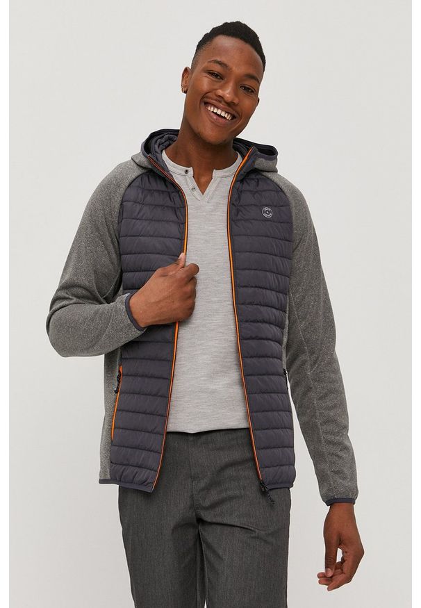 Jack & Jones - Kurtka. Okazja: na co dzień. Typ kołnierza: kaptur. Kolor: szary. Materiał: tkanina. Wzór: gładki. Styl: casual