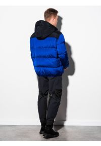 Ombre Clothing - Kurtka męska zimowa pikowana C458 - niebieska - XXL. Kolor: niebieski. Materiał: poliester. Sezon: zima #3