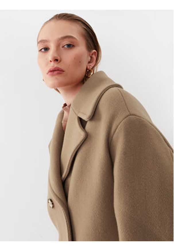 Pinko Płaszcz wełniany Effetto 101747 Y7DY Brązowy Regular Fit. Kolor: brązowy. Materiał: wełna