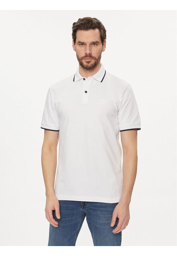 BOSS - Boss Polo Passertip 50507699 Biały Slim Fit. Typ kołnierza: polo. Kolor: biały. Materiał: bawełna