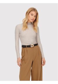 only - ONLY Bluzka Emma 15180040 Beżowy Slim Fit. Kolor: beżowy. Materiał: syntetyk #1