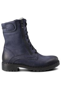 Granatowe Botki Simen Damskie Ocieplane Obuwie. Okazja: na co dzień. Zapięcie: sznurówki. Kolor: niebieski. Materiał: nubuk. Styl: casual, elegancki #8