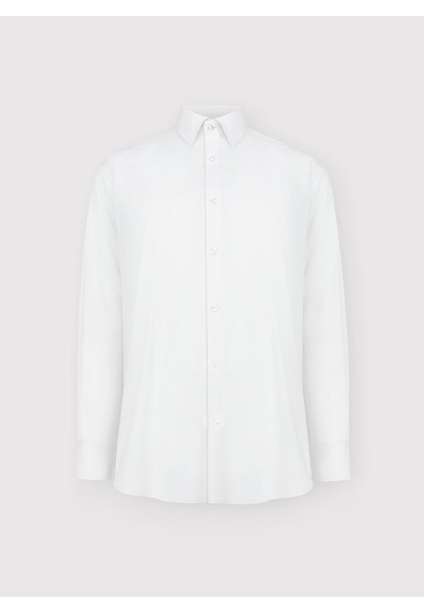 Pako Lorente - PAKO LORENTE - Biała koszula męska z długim rękawem. Kolor: biały. Materiał: bawełna, elastan. Długość rękawa: długi rękaw. Długość: długie