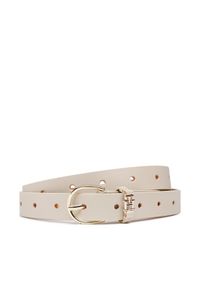 TOMMY HILFIGER - Tommy Hilfiger Pasek Damski Th Chic 2.5 AW0AW14388 Beżowy. Kolor: beżowy. Materiał: skóra